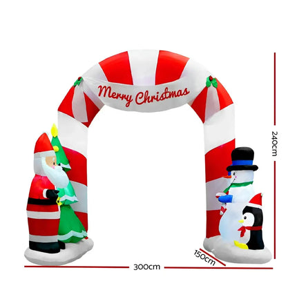 3M Christmas Inflatable Archway with Santa Xmas Decor LED Dropli, Occasions > Lights, jingle-jollys-3m-christmas-inflatable-archway-with-santa-xmas-decor-led