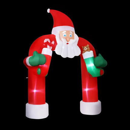 Inflatable Santa archway outdoor decoration with lights for Christmas celebrations