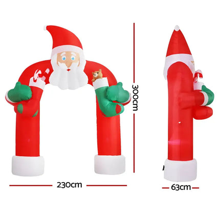 Inflatable Santa archway with lights for outdoor Christmas decorations