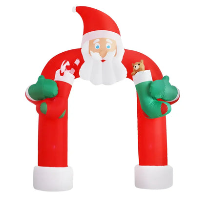 Inflatable Santa Claus archway with lights for outdoor Christmas decorations