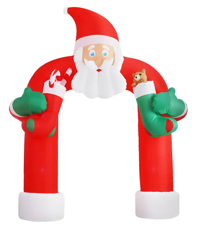 Inflatable Santa Claus archway with lights for outdoor Christmas decorations