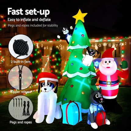 3M Inflatable Christmas Tree Santa Lights Outdoor Decorations Dropli, Occasions > Christmas, jingle-jollys-3m-inflatable-christmas-tree-santa-lights-outdoor-decorations