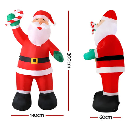 Inflatable Santa Claus figure with dimensions for 3M Giant Inflatable Santa Christmas Decor