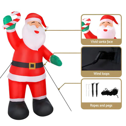 Giant illuminated inflatable Santa Claus decoration for Christmas display
