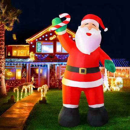 Inflatable Santa Claus holding candy cane from 3M Giant Inflatable Santa Christmas Decoration