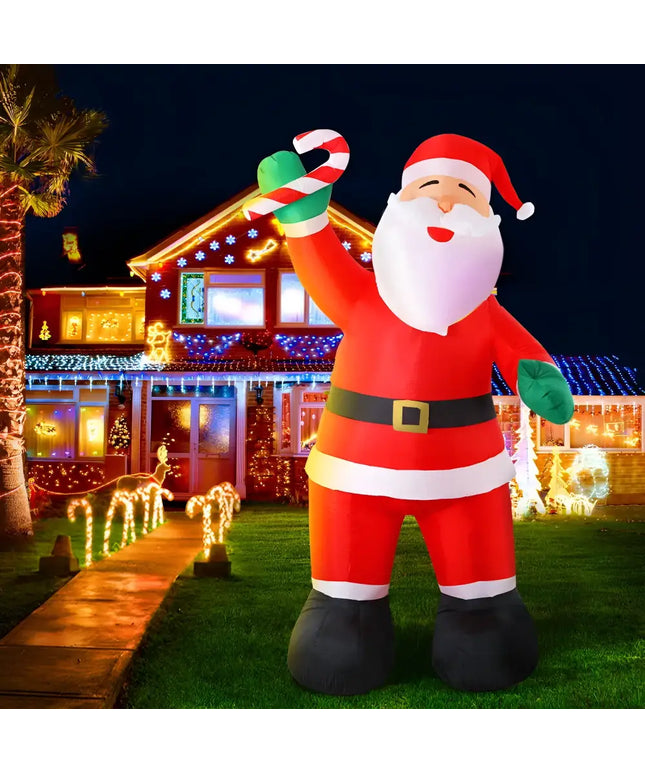Inflatable Santa Claus holding candy cane from 3M Giant Inflatable Santa Christmas Decoration