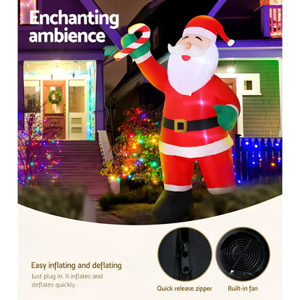 Inflatable Santa Claus decoration illuminated for Christmas festive display