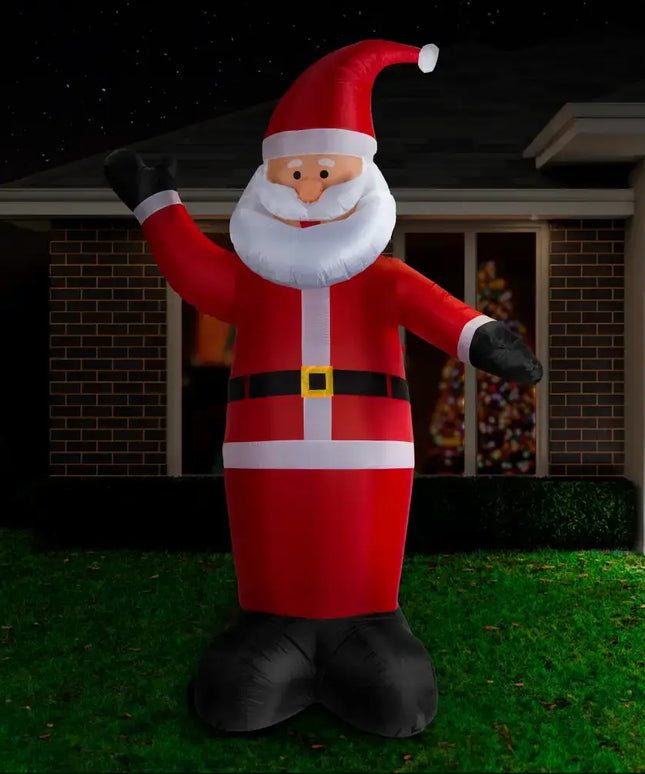 Inflatable Santa Claus decoration for holiday display in front yard