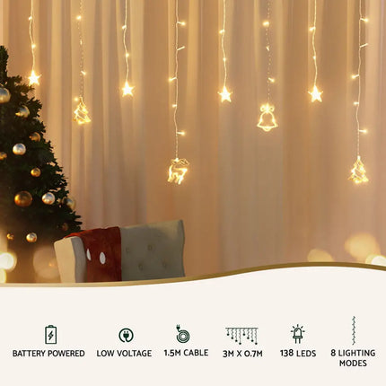 3M Icicle 138 Warm White LED Christmas Lights - Occasions > Christmas > Outdoor Decorations & Lights
