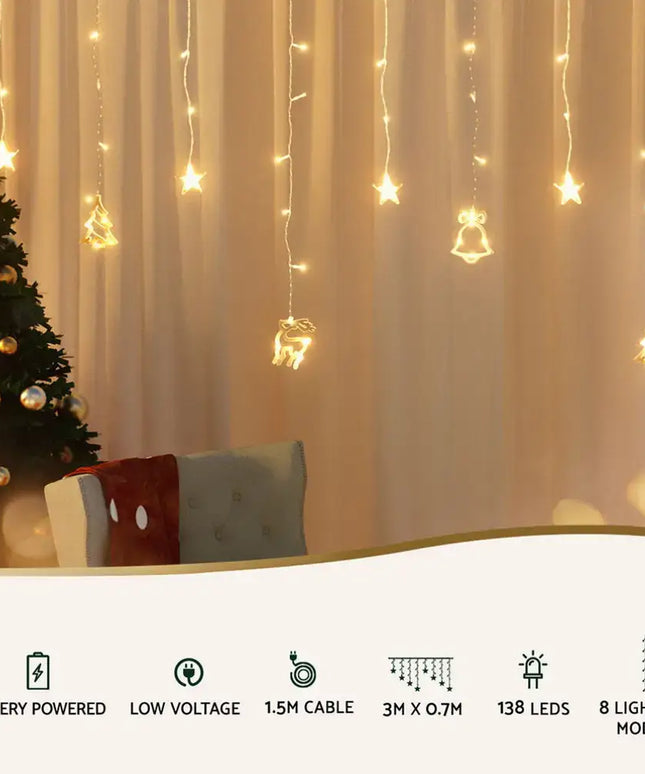 3M Icicle 138 Warm White LED Christmas Lights - Occasions > Christmas > Outdoor Decorations & Lights