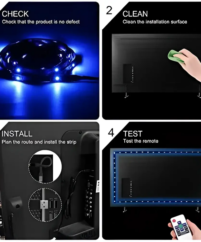 3M LED Strip Lights Rope Light for TV, Gaming and Computer (Lights Strip App with Remote Control) Dropli, Electronics > Computer Accessories, 3m-led-strip-lights-rope-light-for-tv-gaming-and-