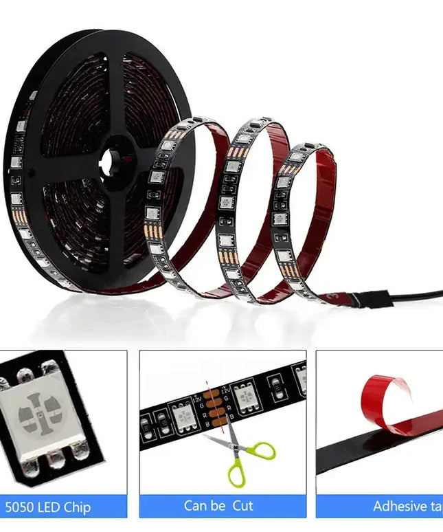 3M RGB LED Strip Lights IP65 Waterproof 5050 300LEDs 12V USB Bluetooth Gift - Occasions > Party Lights > Coloured Lights