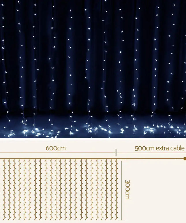 3X6M Christmas Curtain Light Cool White 600 LED - Occasions > Christmas > Outdoor Decorations & Lights