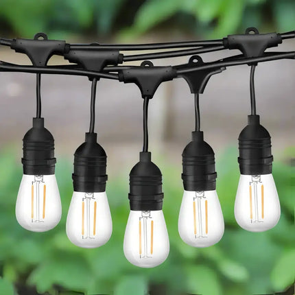 Black hanging festoon string lights with 40 bulbs and plug-in kit for outdoor decor