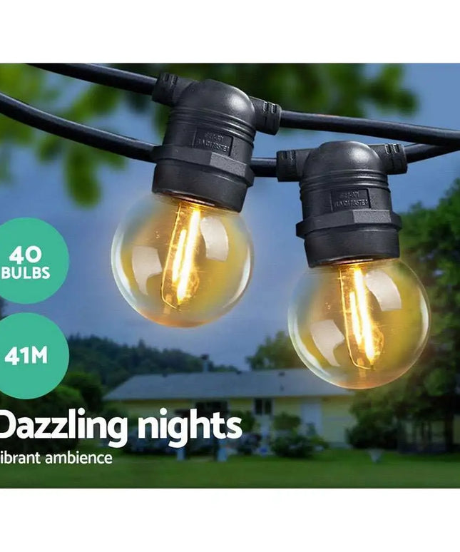 41m LED Festoon String Lights 40 G45 Bulbs Plug in Kit Dropli, Occasions > Lights, jingle-jollys-41m-led-festoon-string-lights-40-bulbs-kits-wedding-party-christmas-g45