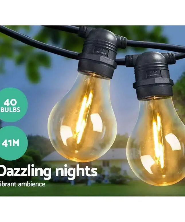 41m LED Festoon String Lights 40 A19 Bulbs Plug in Kit Dropli, Occasions > Lights, jingle-jollys-41m-led-festoon-string-lights-40-bulbs-kits-wedding-party-christmas-a19