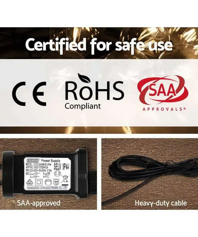 41m LED Festoon String Lights 40 G80 Bulbs Plug in Kit Dropli, Occasions > Lights, jingle-jollys-41m-led-festoon-string-lights-40-bulbs-kits-wedding-party-christmas-g80