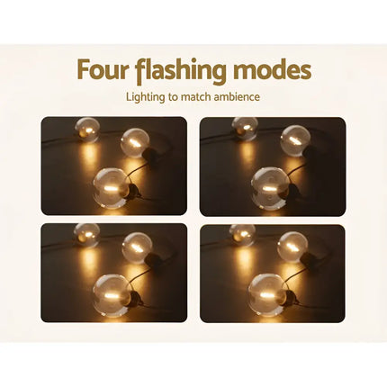 String lights with four flashing modes on 41m Black Solar Festoon String Lights with Bulb Plug in Kit