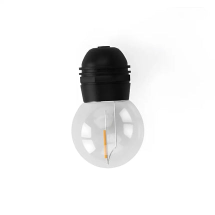 Clear globe lightbulb with black base from the 41m Black Solar Festoon String Lights Kit