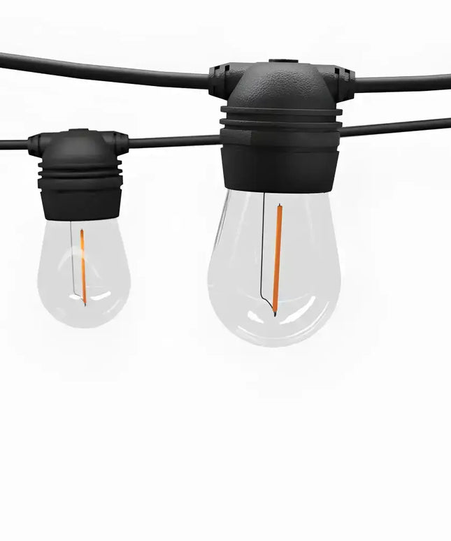 String of outdoor lights from 41m Black Solar Festoon String Lights with 40 Bulb Plug in Kit