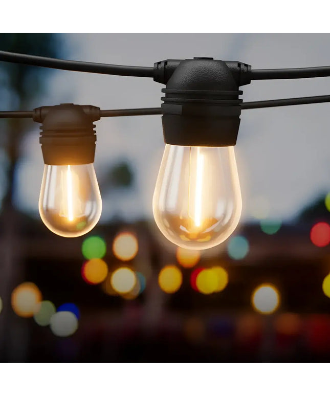 Illuminated 41m Black Solar Festoon String Lights with 40 Bulb Plug-in Kit