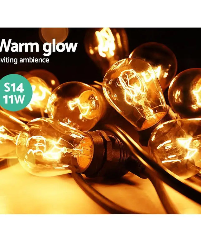 47m Festoon 50 S14 LED bulb String Light Kit Dropli, Occasions > Lights, jingle-jollys-47m-festoon-string-lights-christmas-bulbs-party-wedding-garden-party