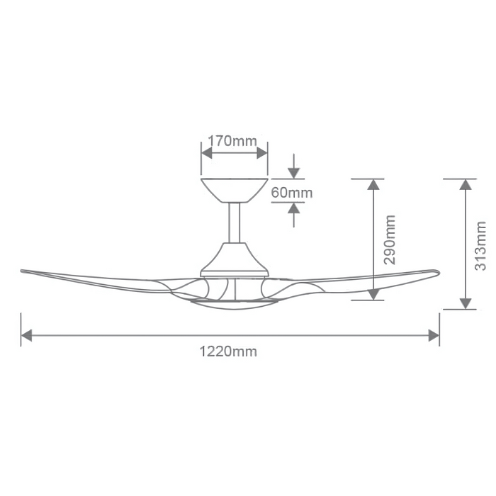 Domus STRIKE Black Walnut 3 Blade 48" 1220mm DC Ceiling Fan with Remote Control