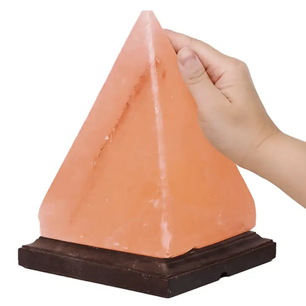 4kg Pyramid Salt Lamp – Timber Base (12V - 12W) - Home & Garden > Lighting > Night Lights & Ambient Lighting - The Himalayan Salt Collective
