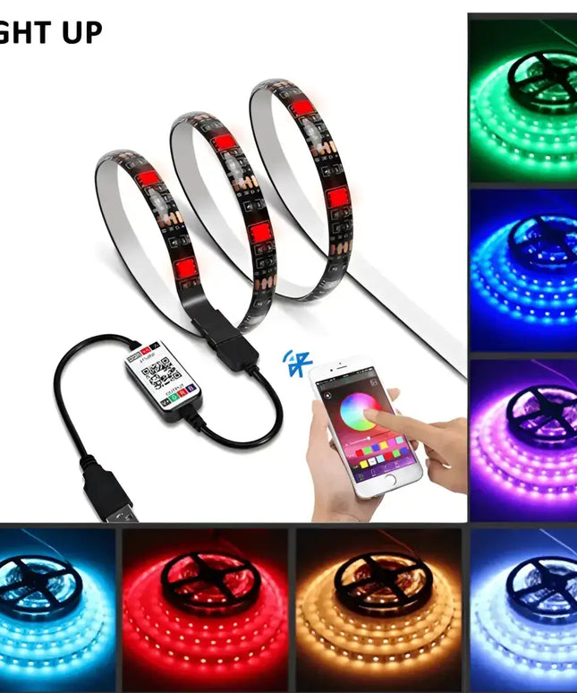 LED light strip with smartphone control, waterproof RGB 5050 300 LEDs 12V Bluetooth