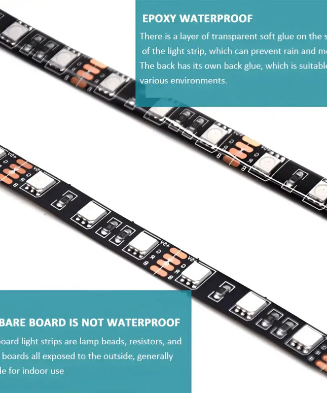 LED light strips with waterproof and non-waterproof options for the 4M RGB LED Strip Lights IP65 product