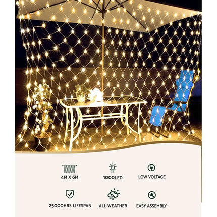 4mx6m Christmas Net Mesh Lights 1000LED String Light Plug in Kit-Occasions > Christmas-Dropli