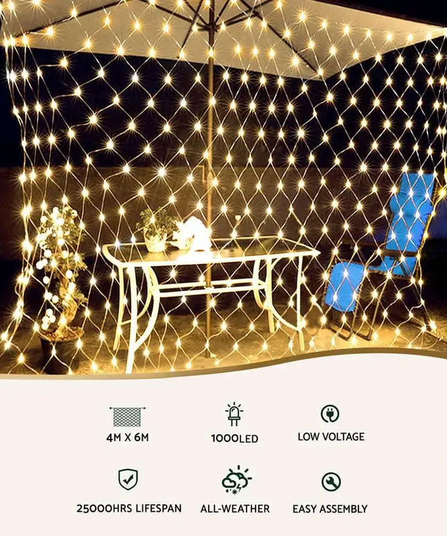 4mx6m Christmas Net Mesh Lights 1000LED String Light Plug in Kit-Occasions > Christmas-Dropli