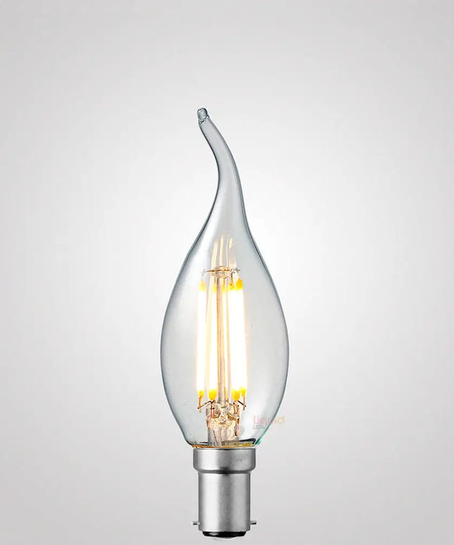 4W Flame Tip Candle LED Bulb B15 Clear in Warm White