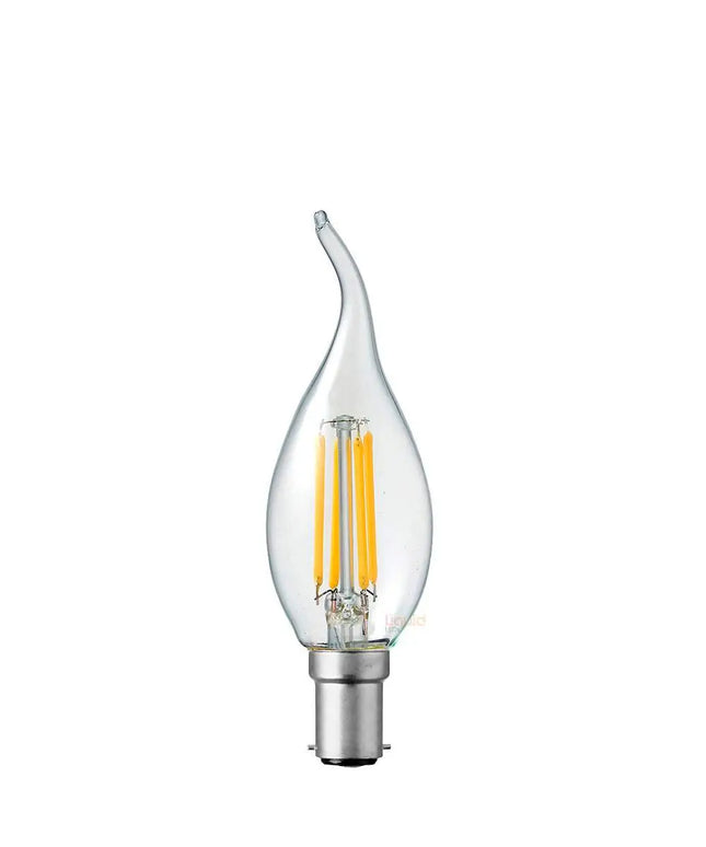 4W Flame Tip Candle LED Bulb B15 Clear in Warm White