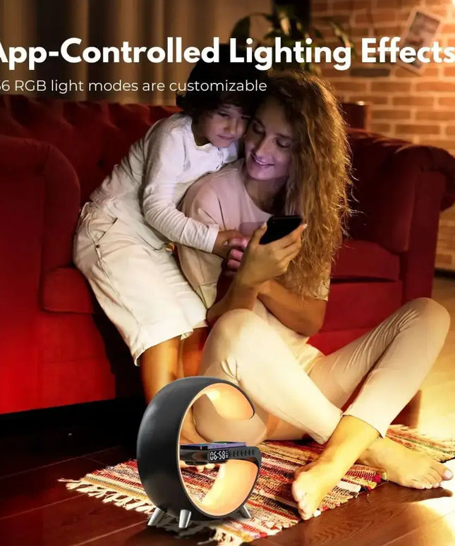 5 in 1 Bedside Table Lamp with 15W Quick Wireless Charger (Black) - Home & Garden > Lighting