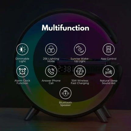 5 in 1 Bedside Table Lamp with 15W Quick Wireless Charger (Black) - Home & Garden > Lighting