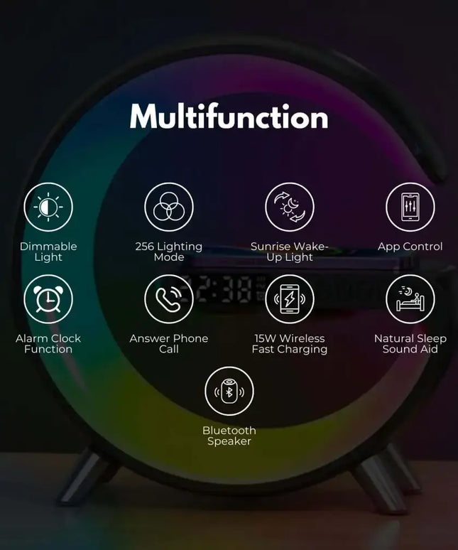 5 in 1 Bedside Table Lamp with 15W Quick Wireless Charger (Black) - Home & Garden > Lighting