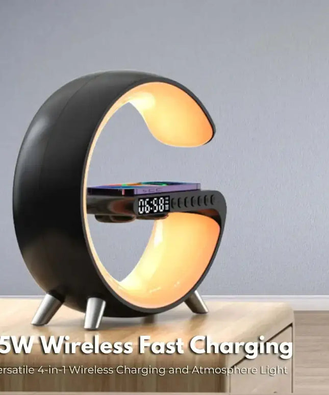 5 in 1 Bedside Table Lamp with 15W Quick Wireless Charger (Black) - Home & Garden > Lighting