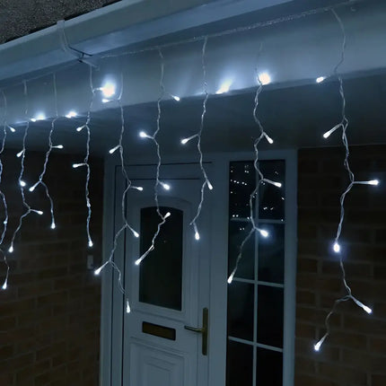 Solar Icicle LED Fairy Lights in Cool White with 8 Functions for Christmas Decoration