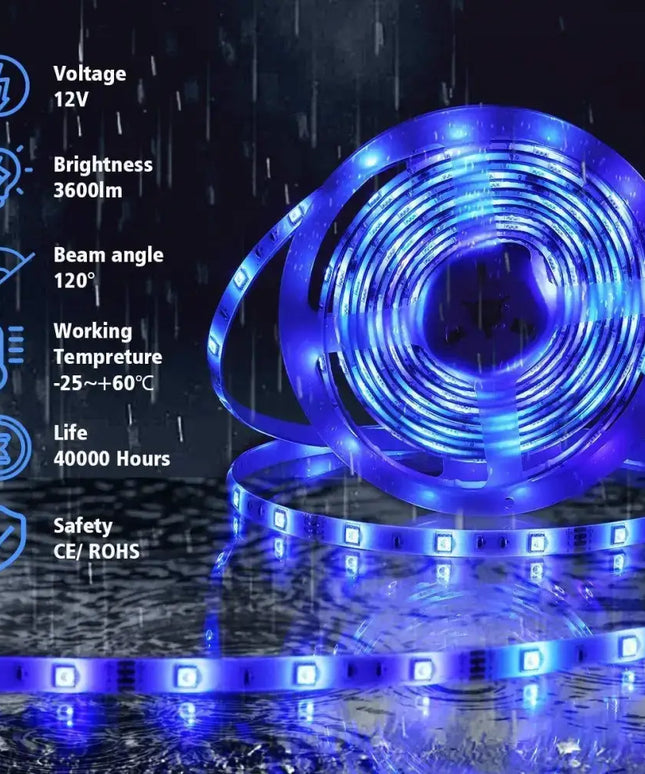 5050 RGB LED Strip Lights Waterproof SMD 300 IP65 5m 12V 44key IR Controller-Home & Garden > DIY-Dropli