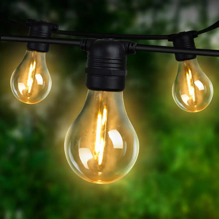 50m Black Festoon String Lights with 50 Bulb Plug in Kit - Occasions > Christmas > Outdoor Decorations & Lights