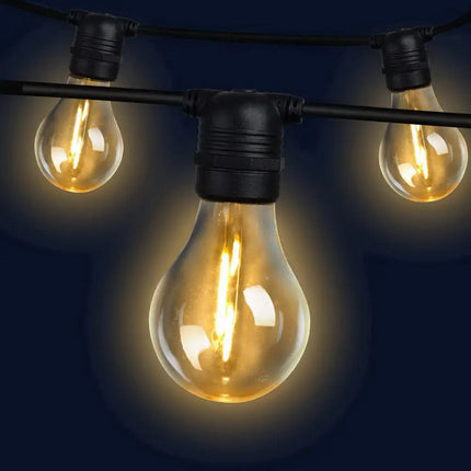 50m Black Festoon String Lights with 50 Bulb Plug in Kit - Occasions > Christmas > Outdoor Decorations & Lights