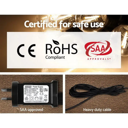 50m LED Festoon String Lights 50 G45 Bulbs Plug in Kit-Occasions > Lights-Dropli