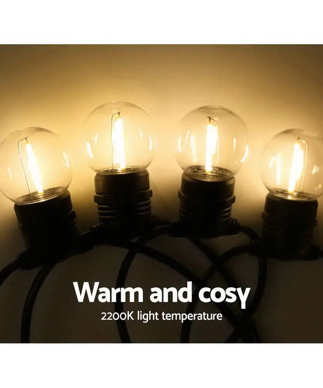 50m LED Festoon String Lights 50 G45 Bulbs Plug in Kit-Occasions > Lights-Dropli