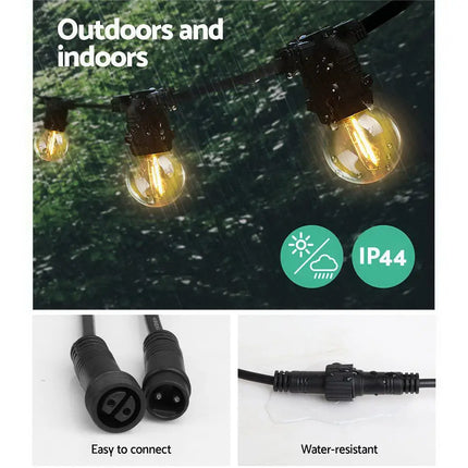 50m LED Festoon String Lights 50 G45 Bulbs Plug in Kit-Occasions > Lights-Dropli