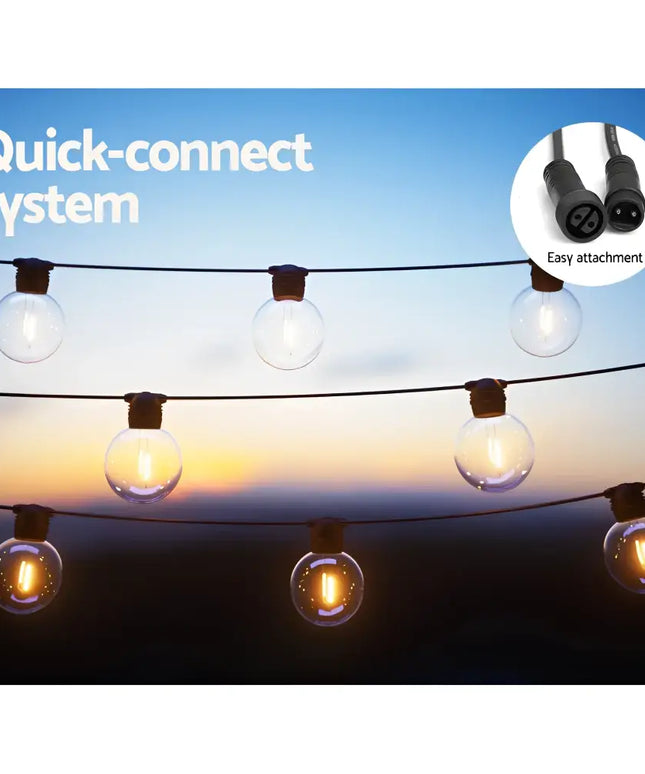 String of globe lights from 50m black solar festoon string lights with 50 bulbs