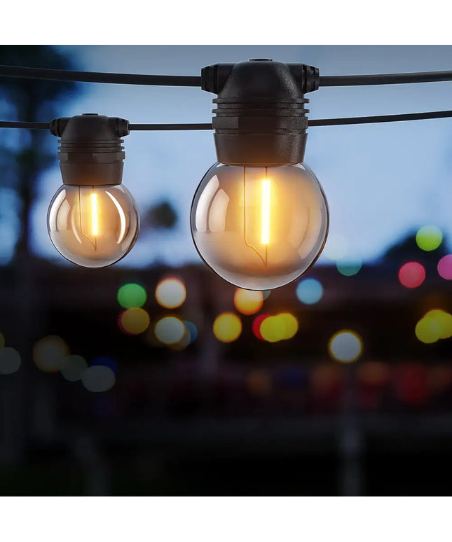 50m Black Solar Festoon String Lights with 50 Bulb Plug in Kit - Occasions > Christmas > Outdoor Decorations & Lights