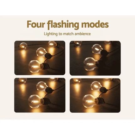 50m Black Solar Festoon String Lights with 50 Bulb Plug in Kit - Occasions > Christmas > Outdoor Decorations & Lights