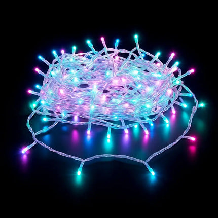 520 LED Connectable Fairy Light Chain Clear Cable - 6 Colour Options