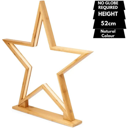 52cm Bamboo Star LED Table Desk Lamp Light Modern Designer - Natural - Home & Garden > Lighting